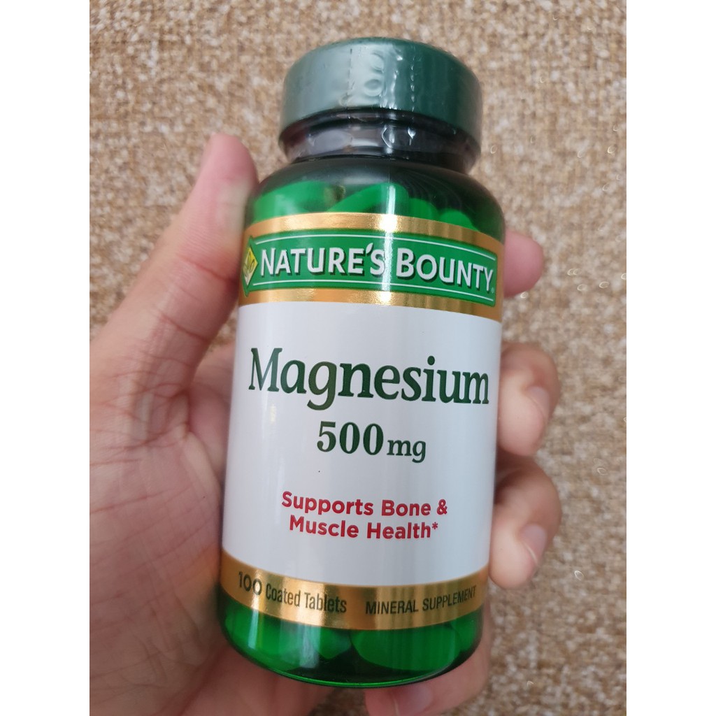 Viên uống Nature's Bounty Magnesium 500mg - Bổ sung Magie hỗ trợ chắc khỏe xương khớp, tăng cường sức khỏe hệ vận động
