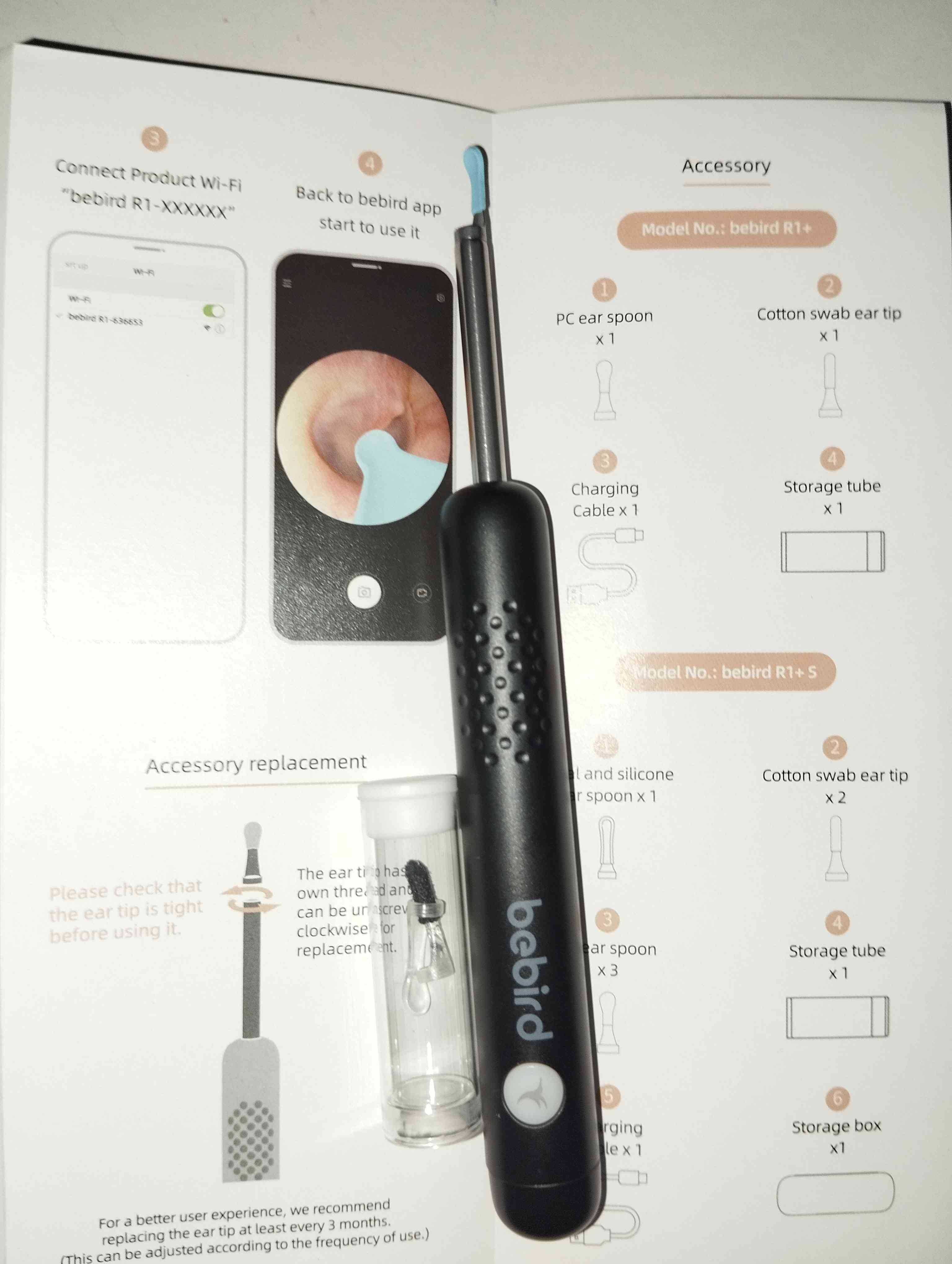 Dụng cụ lấy ráy tai thông minh Xiaomi Bebird R1/R3 với camera nội soi 3MP và kết nối Wi-Fi, tiện lợi cho việc vệ sinh tai tại nhà.