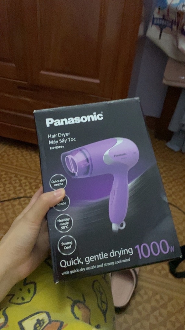 Máy Sấy Tóc Panasonic EH-ND13-V645 1000W - Thiết Kế Gọn Nhẹ, 3 Mức Sấy Nóng, Mát, Ấm, Màu Tím Thời Trang