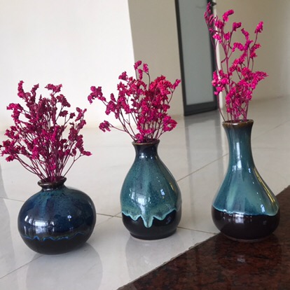 Bộ 3 Bình Hoa Cổ Loe Gốm Sứ Bát Tràng - Trang Trí Nội Thất Sang Trọng, Kiểu Dáng Độc Đáo, Tạo Không Gian Ấn Tượng