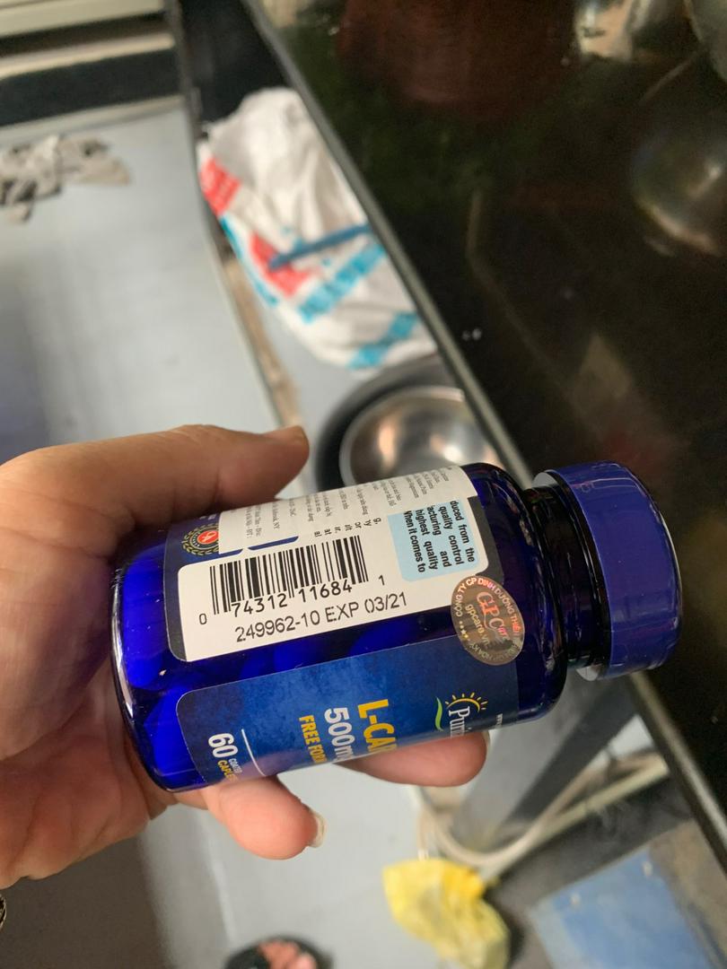 Viên Uống Giảm Cân L-Carnitine 500 mg Puritan's Pride - Hỗ Trợ Chuyển Hóa Năng Lượng, Kiểm Soát Cân Nặng Hiệu Quả 60 Viên