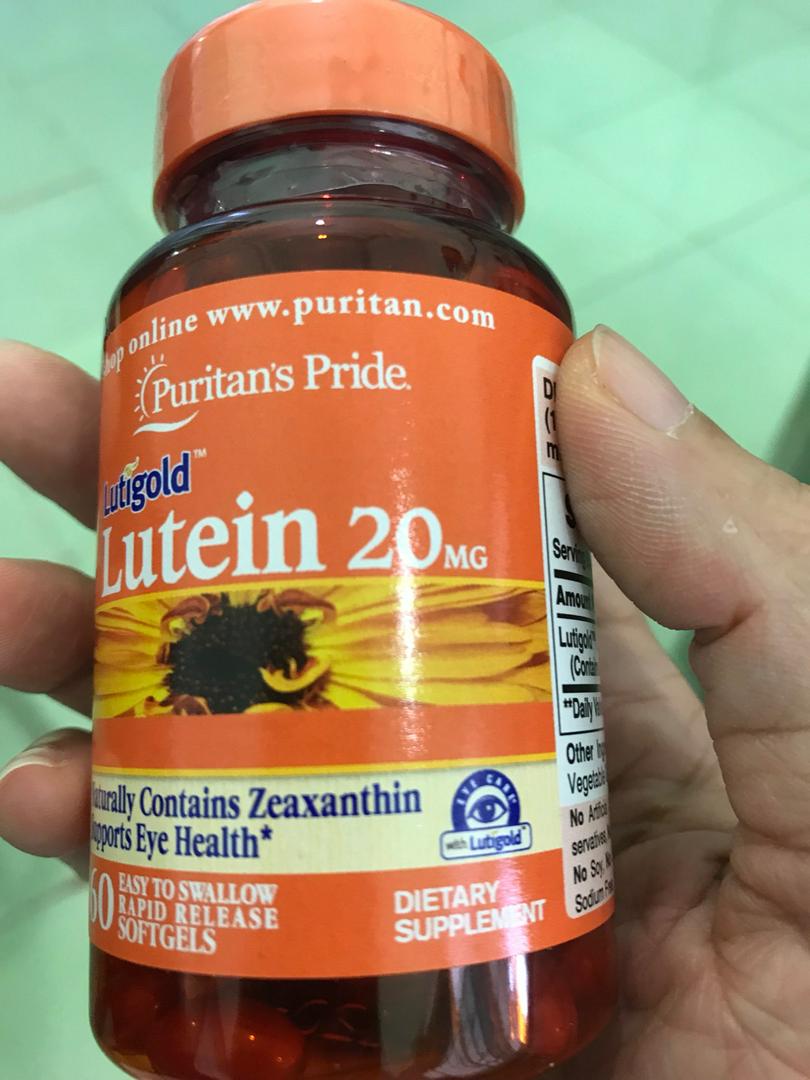 Viên Uống Bổ Mắt Lutein 20mg Puritan's Pride - Hỗ Trợ Khỏe Mắt, Bảo Vệ Mắt Khỏi Tác Nhân Có Hại, 60 Viên Mỹ