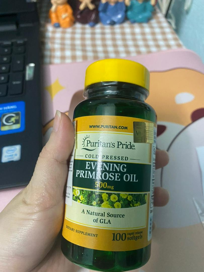 Tinh Dầu Hoa Anh Thảo Evening Primrose Oil Puritan's Pride 500mg - 100 Viên Hỗ Trợ Làm Đẹp Da, Tóc, Móng Cho Phụ Nữ