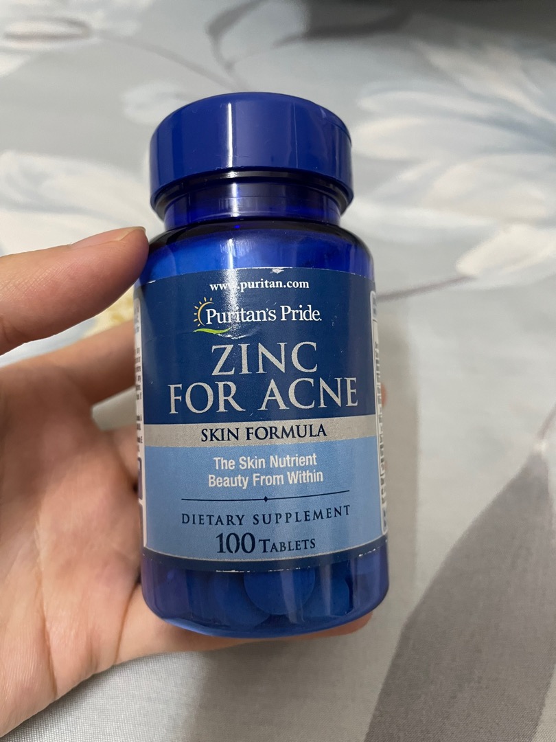 Viên kẽm hỗ trợ chăm sóc mụn Zinc for Acne Puritan's Pride 100 viên của Mỹ - Cải thiện tình trạng mụn và làm sạch da hiệu quả