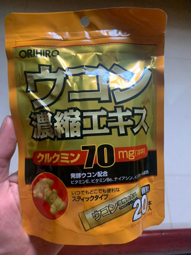 Bột Nghệ Giải Rượu Orihiro Nhật Bản - Hỗ Trợ Giải Độc, Tỉnh Táo Sau Khi Uống Rượu - 20 Gói 70mg