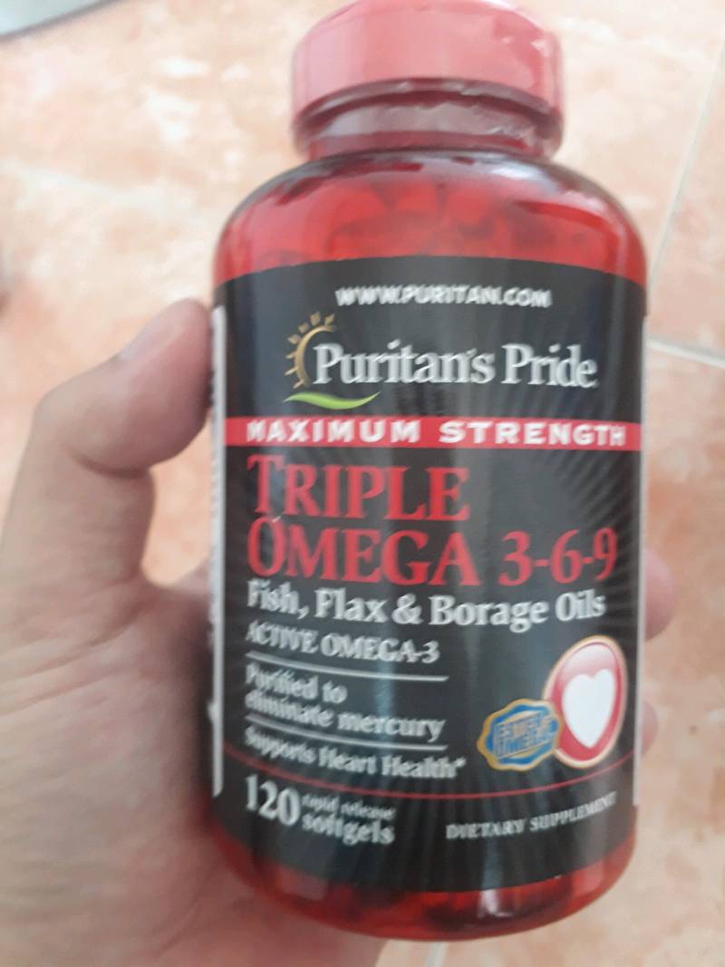 Maxium Omega 3-6-9 Fish và Flax Puritan's Pride - Hỗ trợ sức khỏe tim mạch, trí nhớ, làm đẹp da, 120 viên từ Mỹ