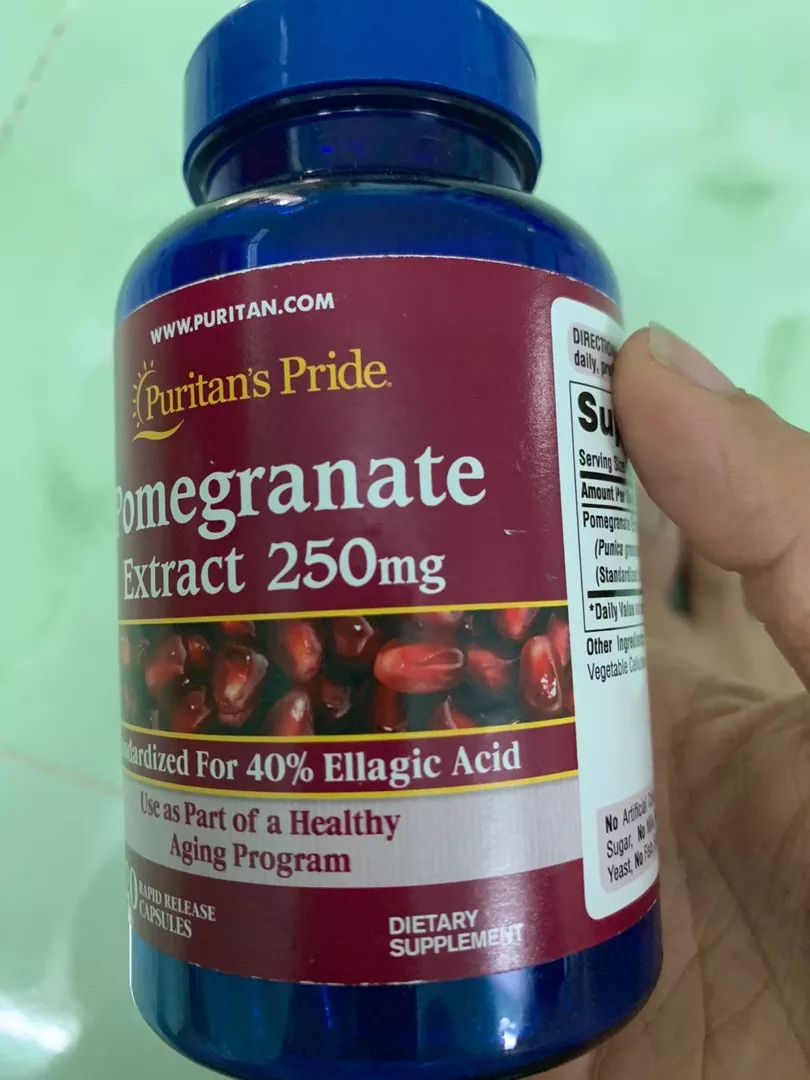 Viên uống tinh chất lựu sáng da Puritan’s Pride Pomegranate Extract 250mg - Hỗ trợ làm trắng da, chống lão hóa, and cải thiện sức khỏe da