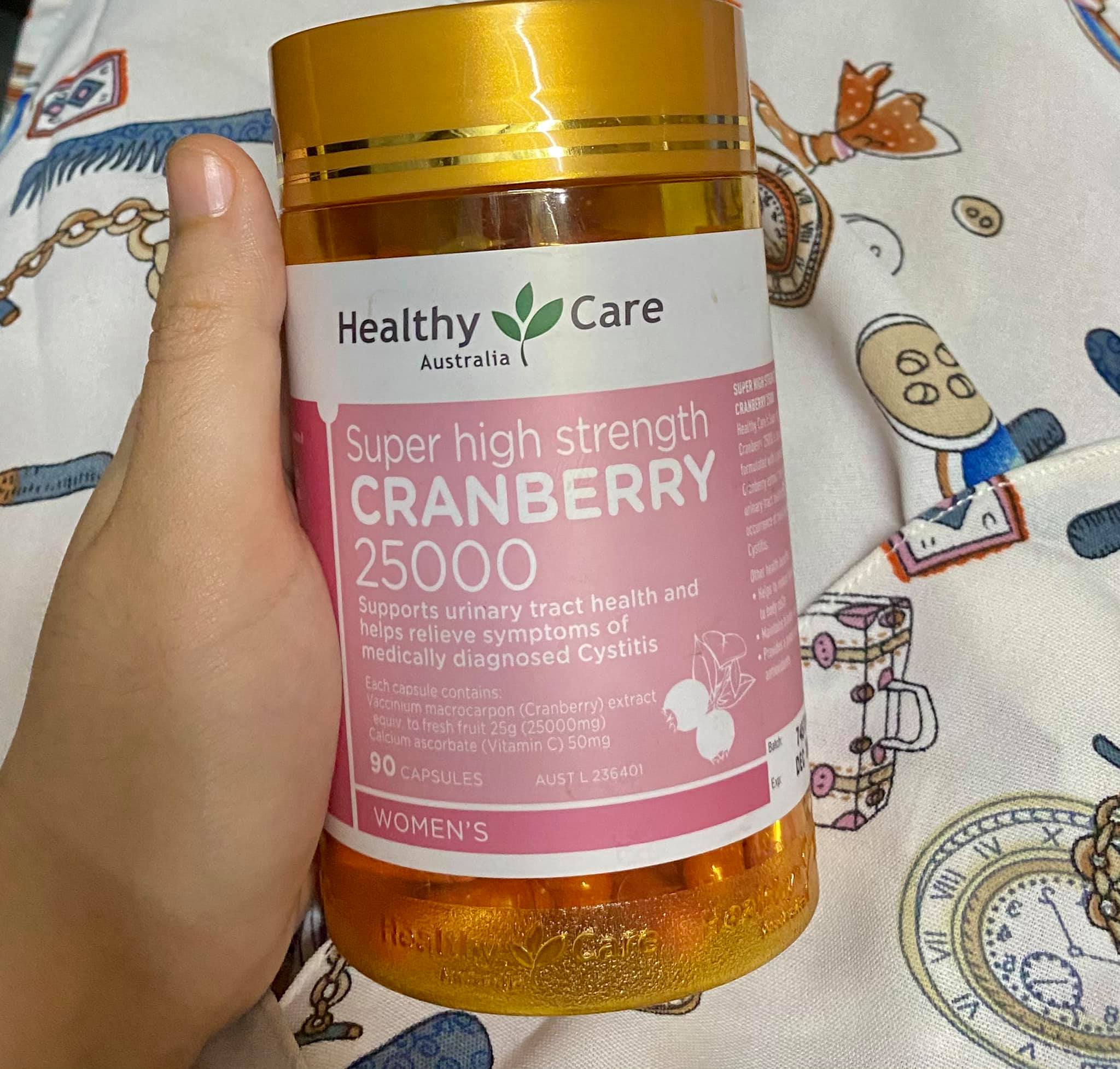 Viên Uống Hỗ Trợ Đường Tiết Niệu Healthy Care Cranberry 25000mg - Chiết Xuất Nam Việt Quất Tự Nhiên, Hộp 90 Viên