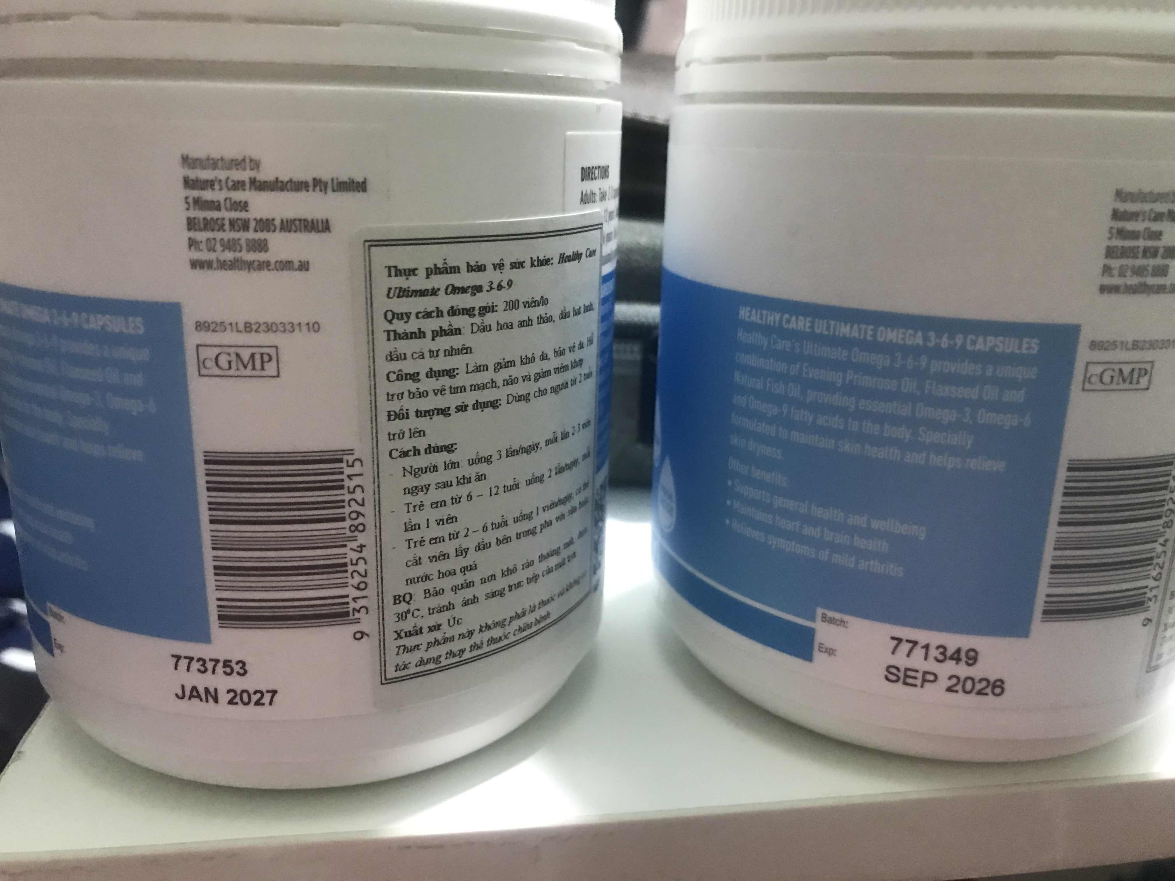 Viên Uống Omega 3-6-9 Úc 200 Viên - Healthy Care Hỗ Trợ Sức Khỏe Tim Mạch, Làm Đẹp Da, Cải Thiện Trí Nhớ