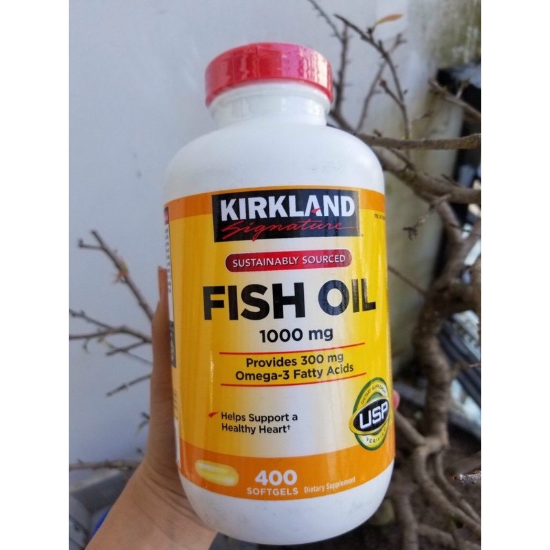 Dầu cá Omega 3 Fish Oil Kirkland 1000mg 400 viên - Viên uống bổ sung Omega-3 hỗ trợ sức khỏe tim mạch và trí não từ Mỹ