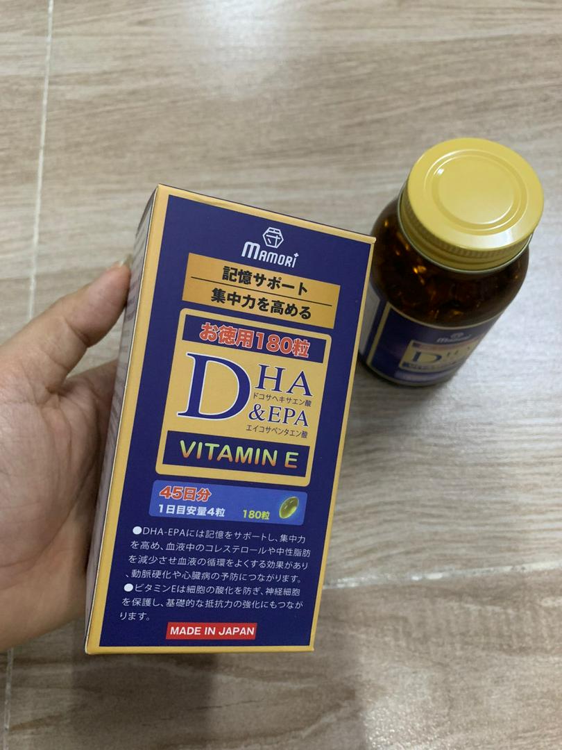 Viên uống bổ sung DHA & EPA Mamori Nhật Bản - Hỗ trợ tăng cường trí nhớ, cải thiện khả năng tập trung, 180 viên dễ uống