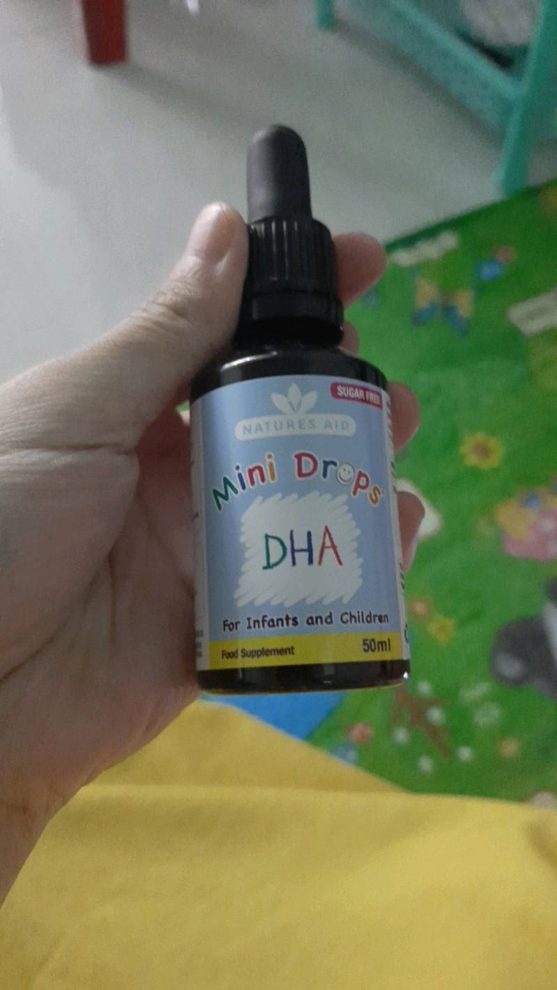 Mini DHA Drops Natures Aid 50ml - Vitamin Dạng Giọt Cho Bé Từ 3 Tháng Đến 5 Tuổi - Hương Vị Chanh Ngon Miệng, Dễ Uống