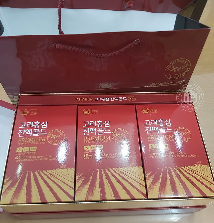 Nước Hồng Sâm Premium +Plus Hàn Quốc - Tăng Cường Sức Khỏe, Phục Hồi Thể Lực, Hỗ Trợ Tập Trung Trí Tuệ - Hộp 30 Gói X 80ml