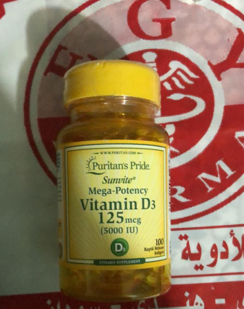 Viên uống Vitamin D3 125mcg Puritan's Pride 5000 IU - Bổ sung Vitamin D, tăng cường miễn dịch và hấp thụ canxi cho xương chắc khỏe