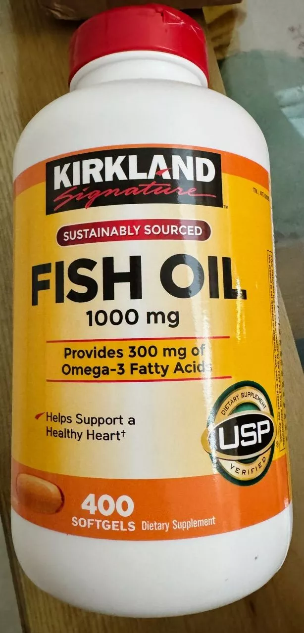 Viên uống dầu cá Kirkland Signature 1000 mg - Bổ sung Omega 3, DHA, EPA cho sức khỏe tim mạch và thị lực, Hộp 400 viên