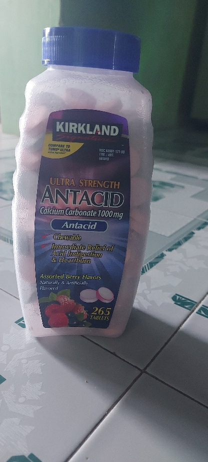 Viên nhai Kirkland Ultra Strength Antacid 1000mg - Hỗ trợ tiêu hóa, giảm đầy hơi, Calcium Carbonate, dễ sử dụng, lọ 265 viên