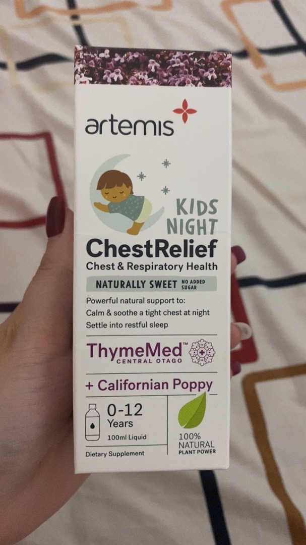 Siro ho đêm Artemis Kids ChestRelief Night 100ml - Giúp trẻ giảm ho, long đờm, ngủ ngon hơn cho bé dưới 12 tuổi