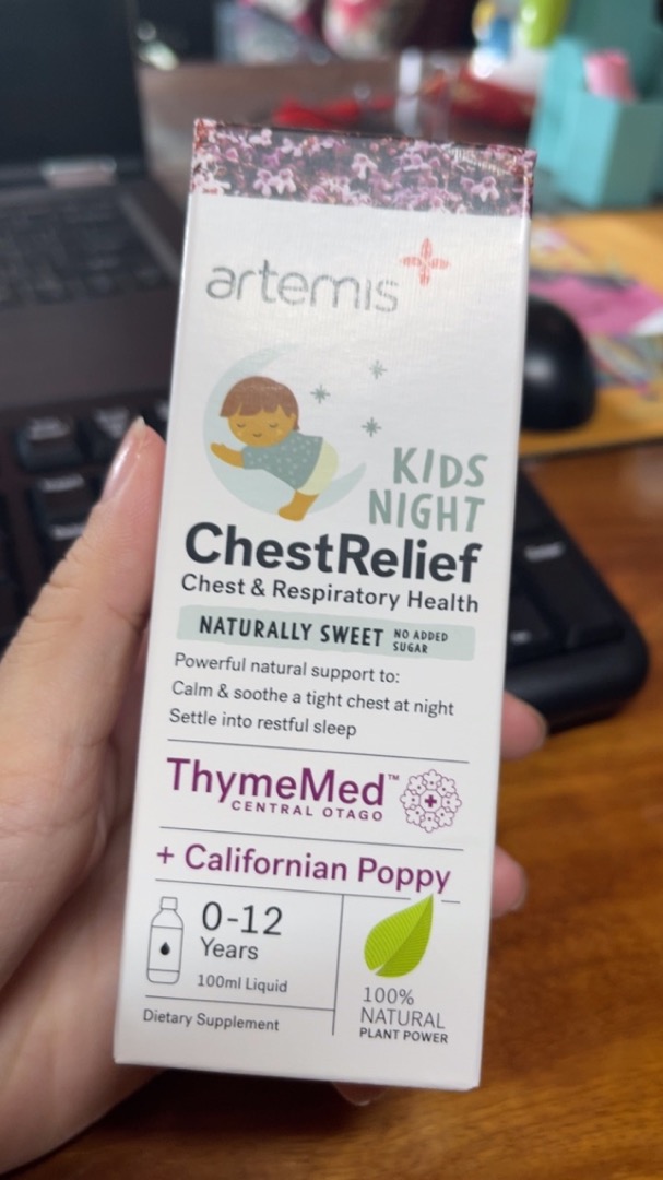 Siro ho đêm Artemis Kids ChestRelief Night 100ml - Giúp trẻ giảm ho, long đờm, ngủ ngon hơn cho bé dưới 12 tuổi