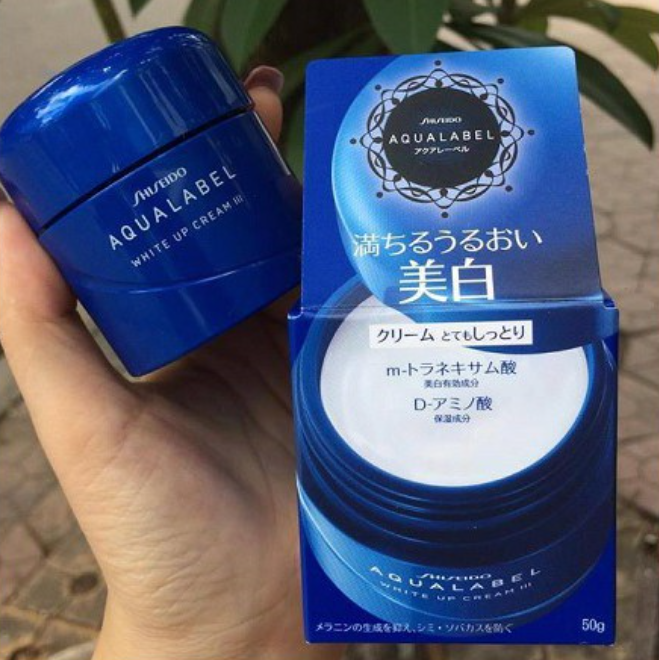 Kem Dưỡng Trắng Da Shiseido Aqualabel White Up Cream Màu Xanh 90g - Dưỡng Ẩm, Ngăn Ngừa Nám, Da Mềm Mịn Tươi Sáng, Hàng Nhật Bản