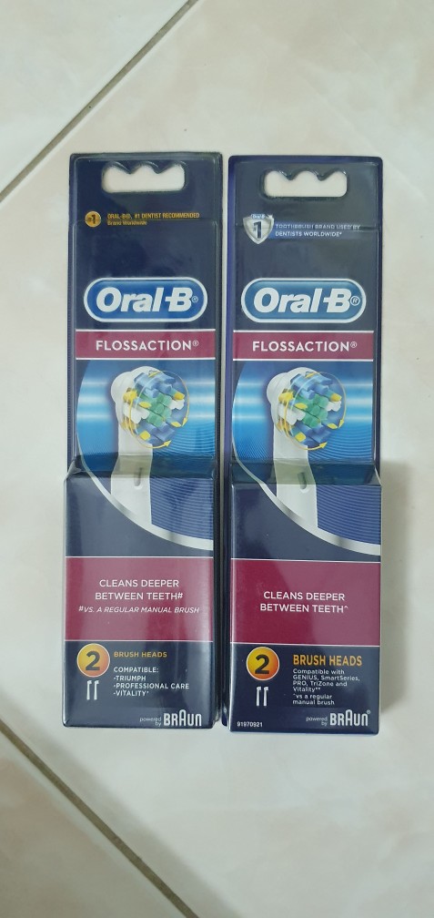 Đầu Bàn Chải Điện Oral-B Flossaction Công Nghệ MicroPulse Thay Thế - Làm Sạch Sâu Cho Răng Nhạy Cảm - Bộ 2 Đầu Chải Thông Minh