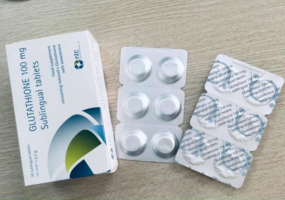 Viên ngậm trắng da Glutathione 100mg NTC - Hỗ trợ làm trắng, cải thiện nám và dấu hiệu tuổi tác - Hộp 30 viên hấp thụ tối ưu