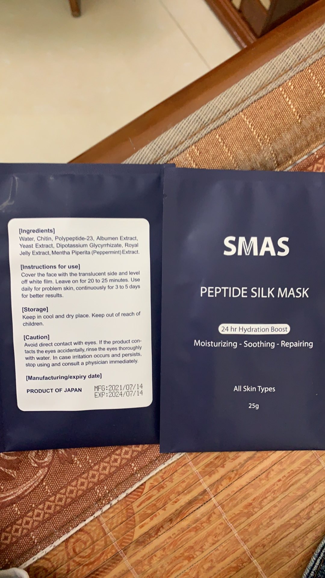 [1 miếng] Mặt Nạ SMAS Peptide Silk - Cấp Ẩm, Phục Hồi Da - Dành Cho Tất Cả Các Loại Da, Đặc Biệt Nhạy Cảm