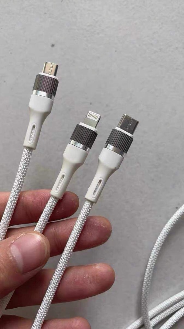 Cáp Sạc Nhanh 3 Đầu Bọc Dù Type C, Lightning, Micro USB 1.2m - Sạc Tối Đa 60W, Tiện Lợi Cho Tất Cả Thiết Bị Điện Thoại