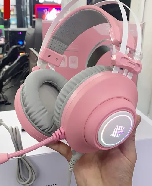 Tai nghe Zidli SCORE SH320V Pink - Tai Nghe Gaming Có Mic Khử Tiếng Ồn, Đèn RGB, Âm Thanh Chất Lượng Cao, Thiết Kế Nữ Tính