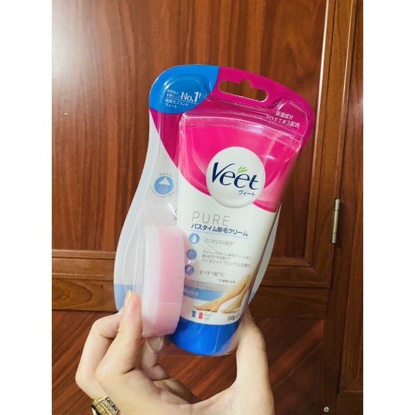 Kem Tẩy Lông Veet Pure Nhật Bản Cho Da Nhạy Cảm - Làm Sạch Lông Dịu Nhẹ, Chăm Sóc Da Mềm Mại, 150g