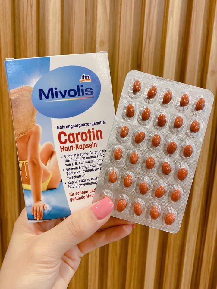 Viên Uống Chống Nắng Mivolis Carotin Das Gesunde Plus Đức - Bảo Vệ Da Từ Bên Trong, Chống Tia UV, 60 Viên Hộp