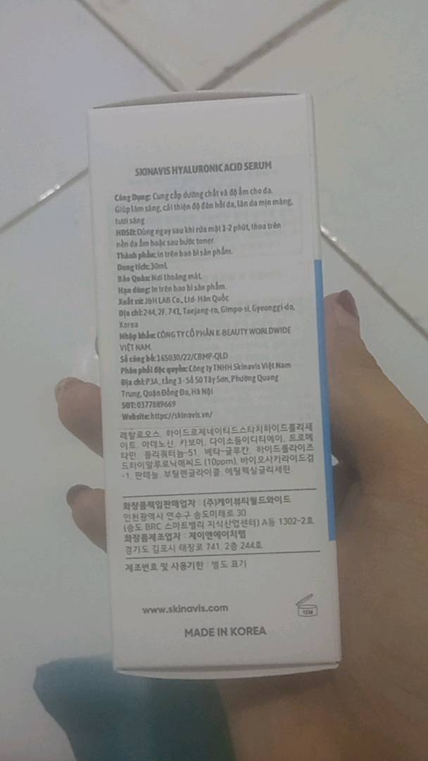Serum Skinavis Hyaluronic Acid B5 Niacinamide 30ml - Dưỡng Ẩm, Phục Hồi Da, Làm Sáng, Se Khít Lỗ Chân Lông, Cho Da Mịn Màng
