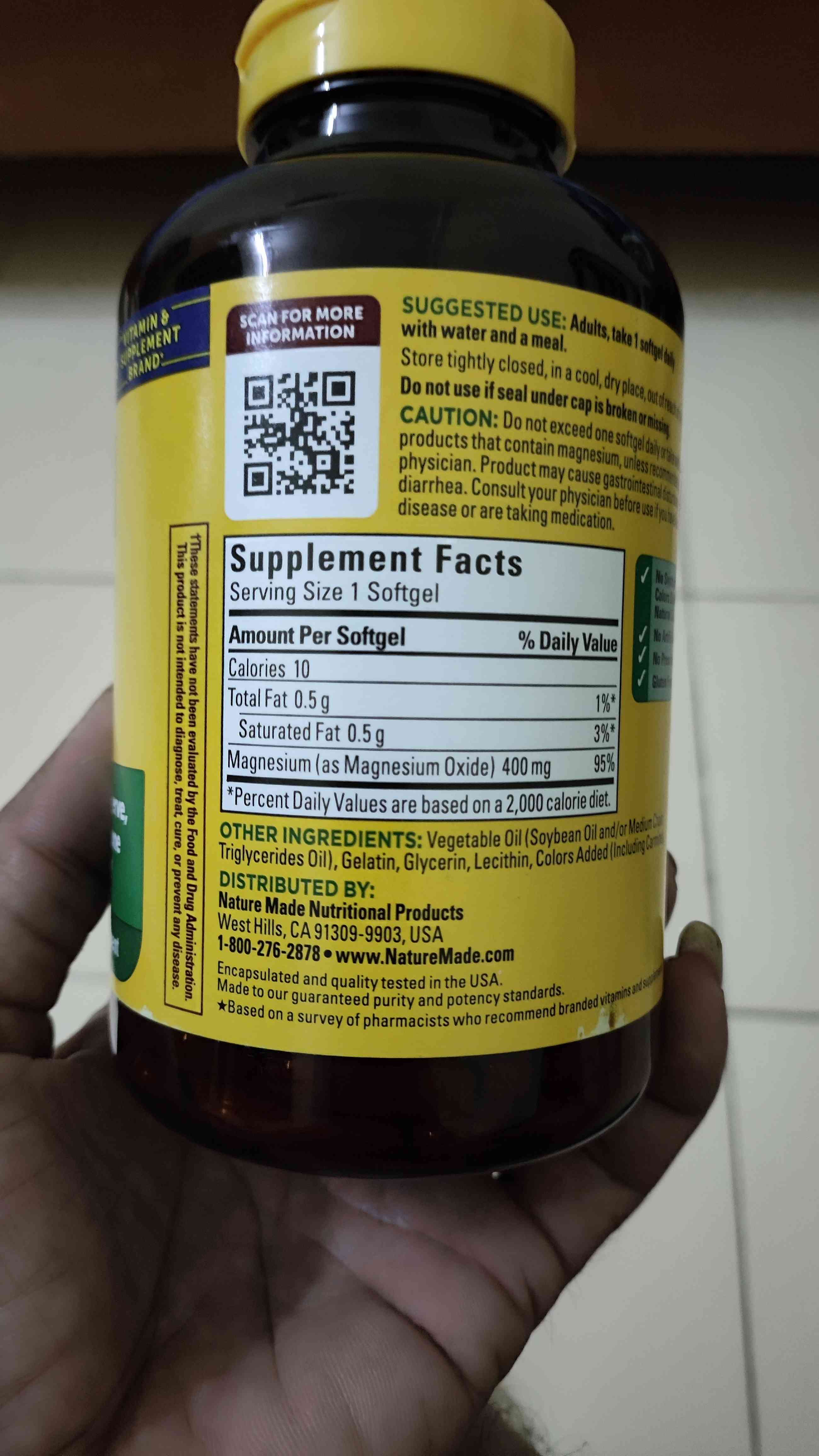 Viên uống Magie Nature Made 400mg - Hỗ trợ sức khỏe xương, cơ bắp và thần kinh, sản phẩm bổ sung thiên nhiên 150 viên