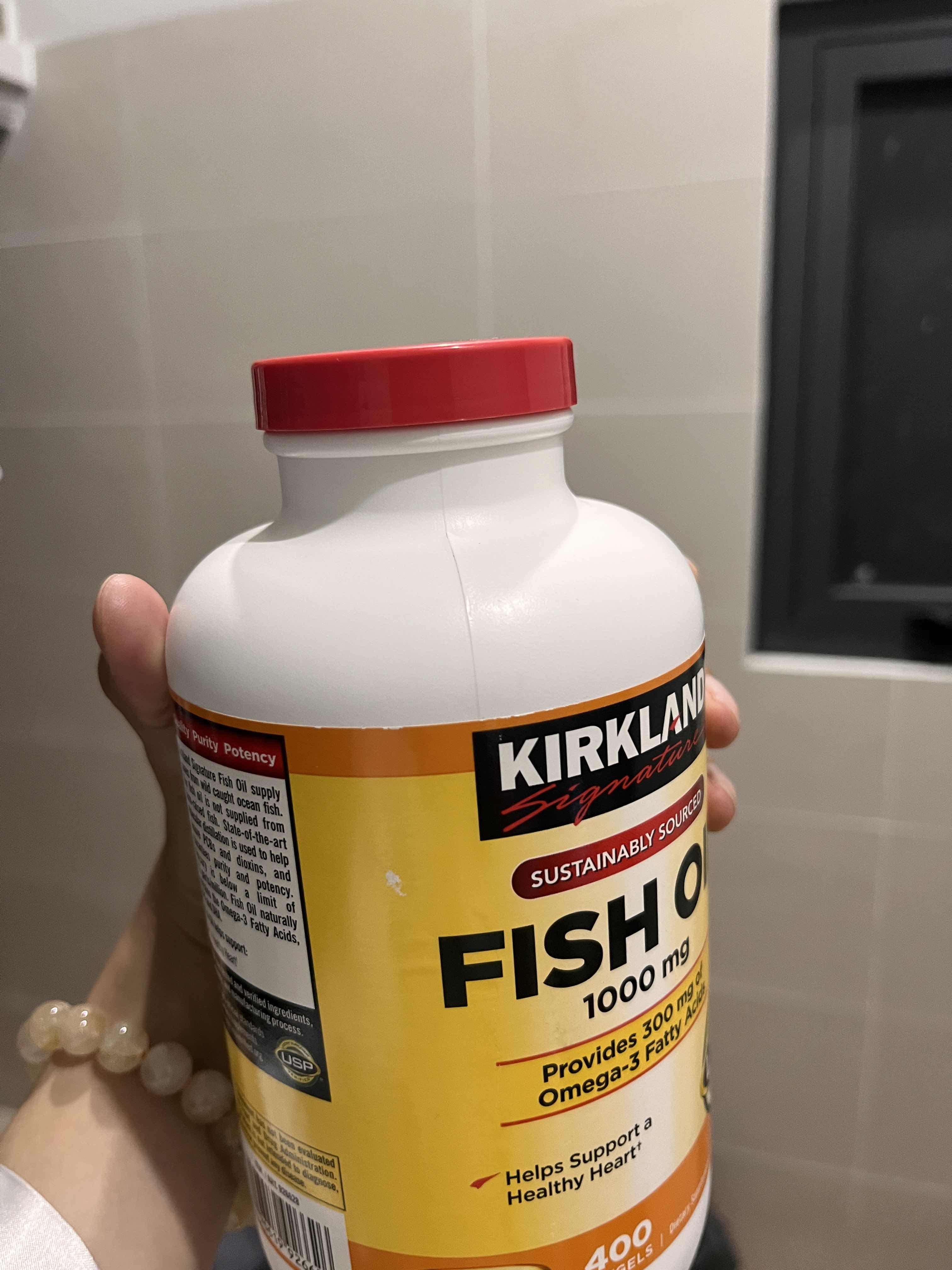 Dầu cá Omega 3 Fish Oil Kirkland 1000mg 400 viên - Viên uống bổ sung Omega-3 hỗ trợ sức khỏe tim mạch và trí não từ Mỹ