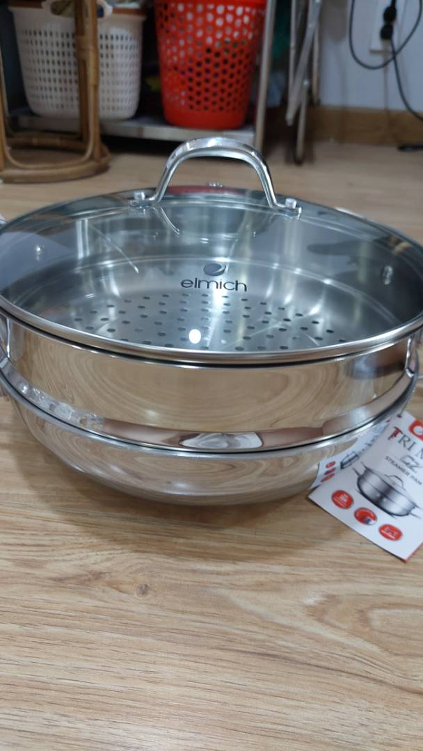 Chảo Hấp Inox Elmich Trimax CZ EL-3832 28cm - Đa Năng, Bắt Từ Tốt, Hấp Nhanh Xôi, Gà, Rau Củ, Tiện Lợi Hàng Ngày