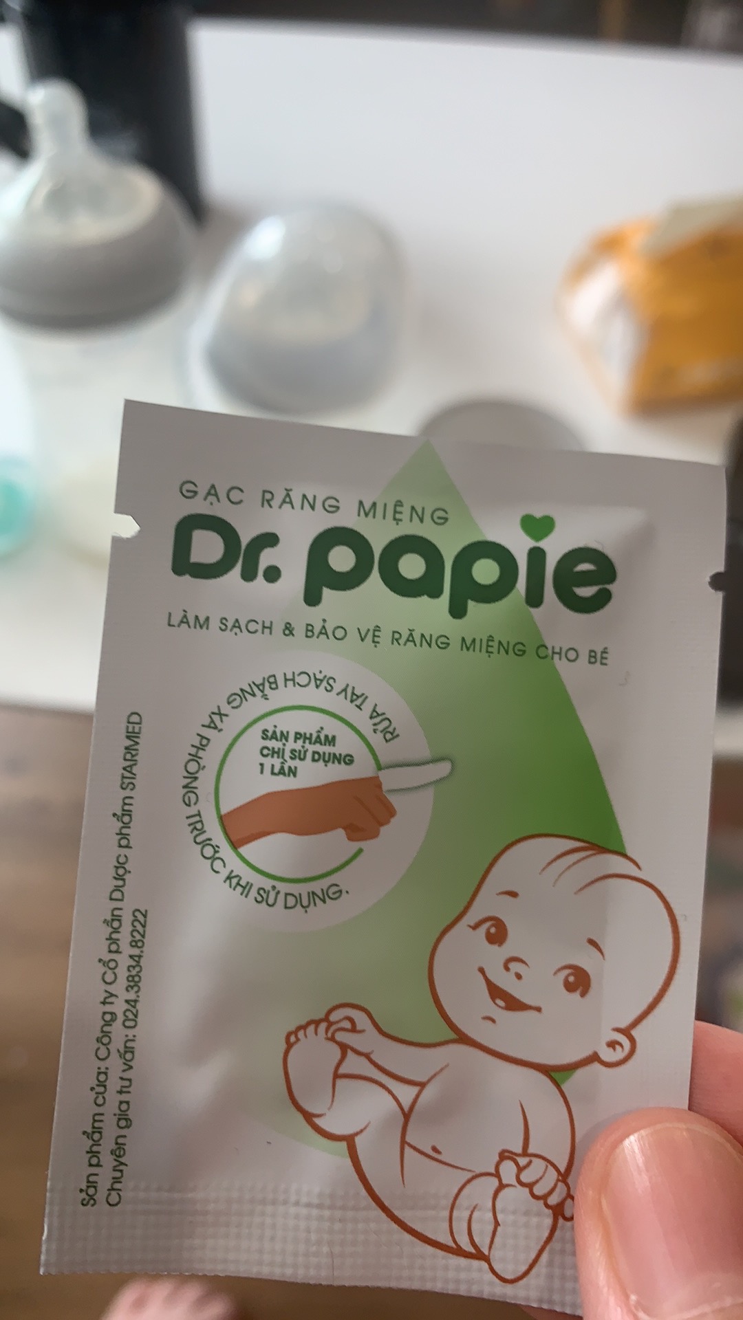 Gạc Răng Miệng Dr.Papie cho Bé - Vệ Sinh Răng Miệng Sơ Sinh, Ngừa Sâu Răng, Tiện Lợi, Hộp 30 Gói