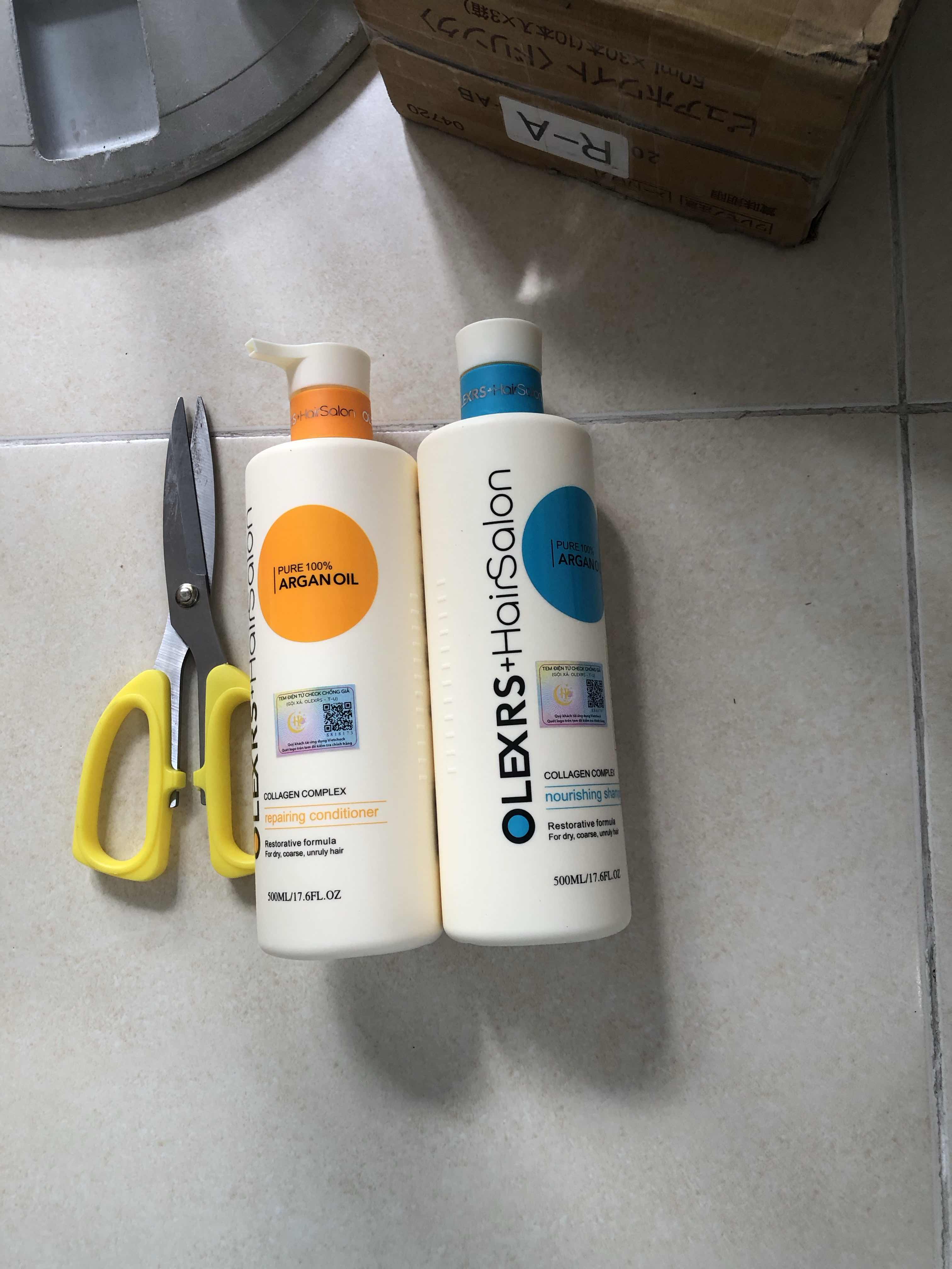 Bộ gội xả Olexrs Hair Salon Argan Oil Collagen Complex 500ml - Dưỡng tóc chuyên nghiệp, giúp mọc tóc và chống khô xơ, bóng mượt hơn