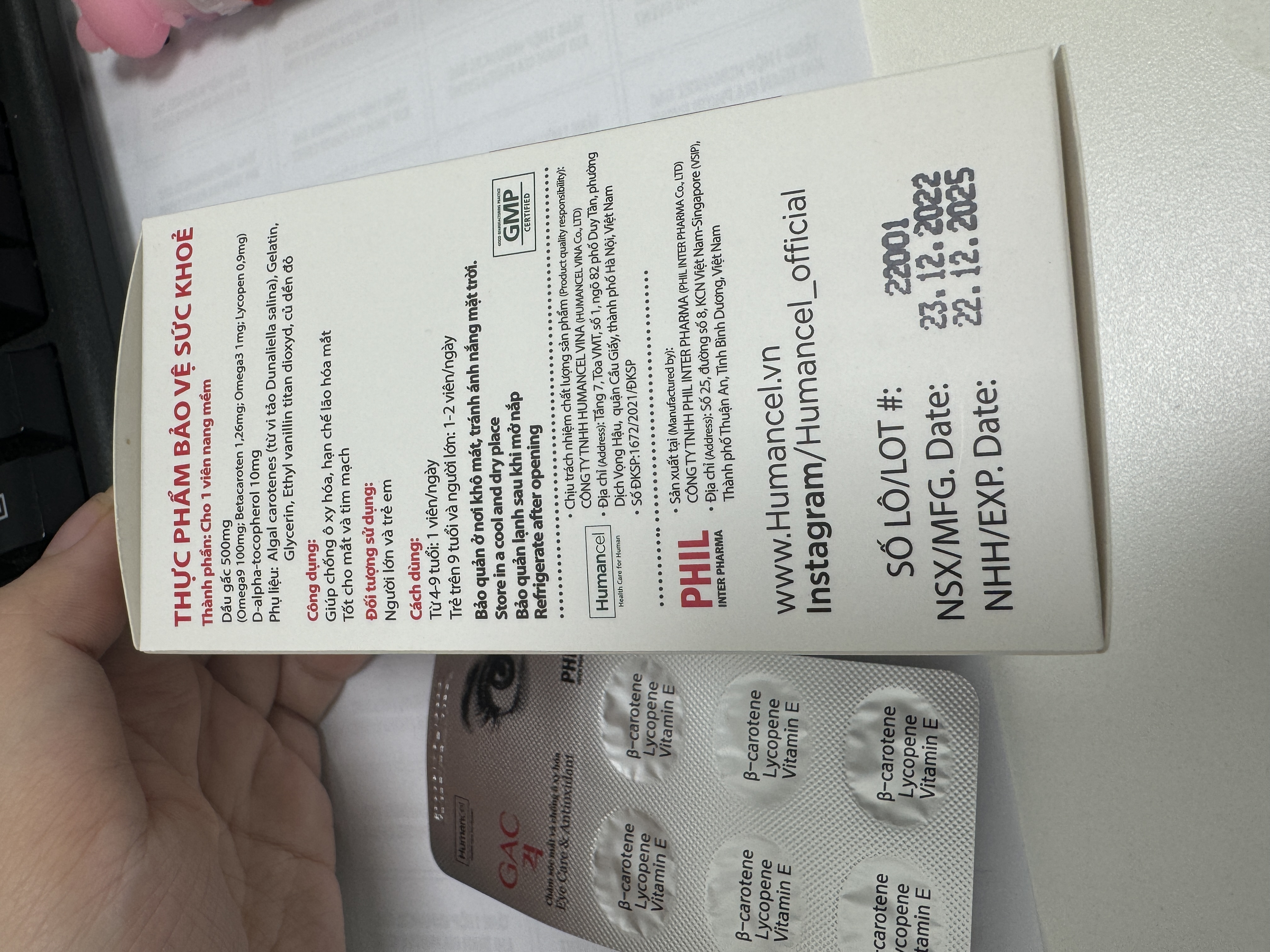 Set 3 Hộp Humancel GAC - Viên Nang Dầu Gấc Bổ Mắt, Tăng Cường Sức Đề Kháng, Hỗ Trợ Khỏe Mạnh Đôi Mắt