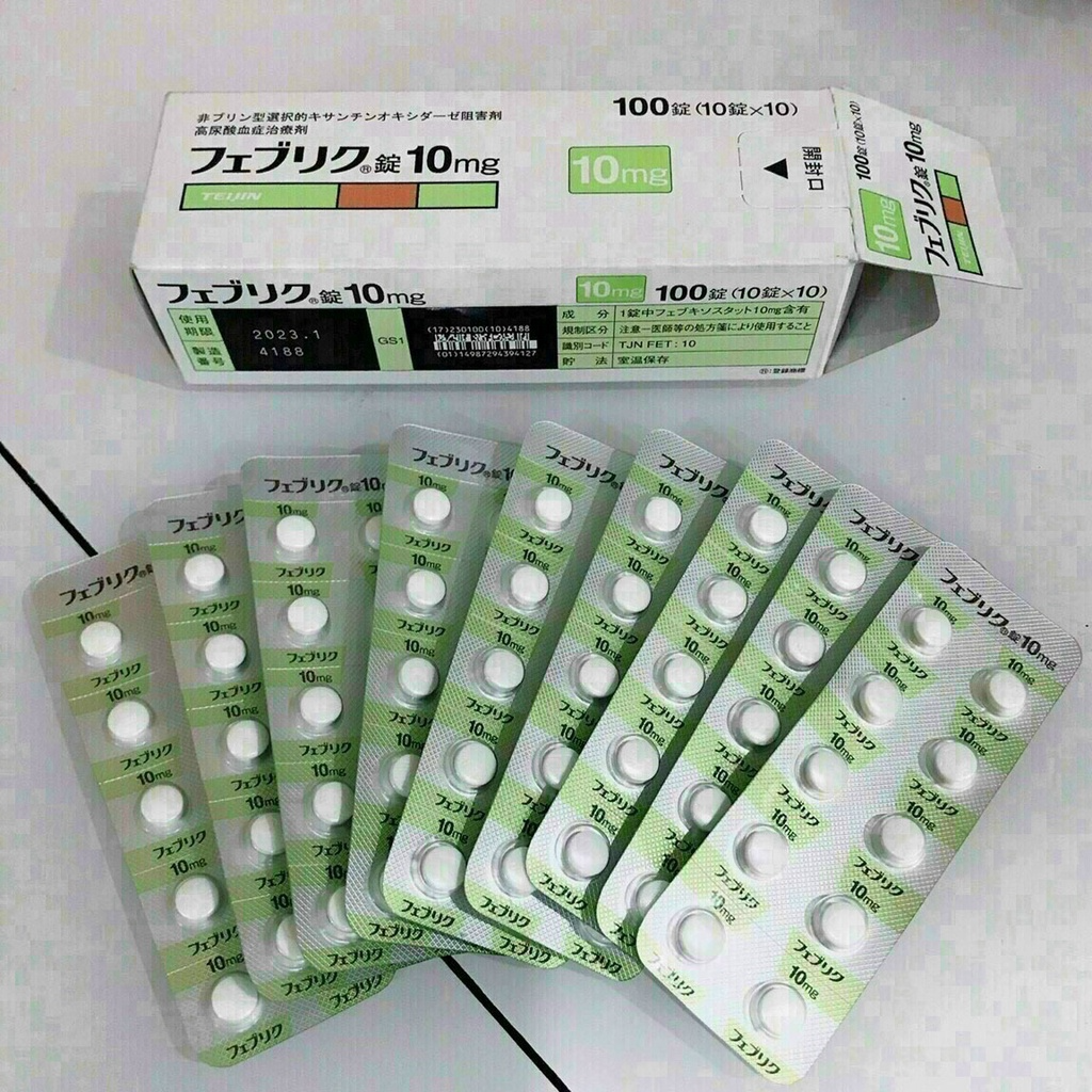 Viên uống giảm Acid Uric Fe.buric 10mg Nhật Bản - Hỗ trợ điều trị Gout, giảm đau nhức cho người trưởng thành, hộp 140 viên