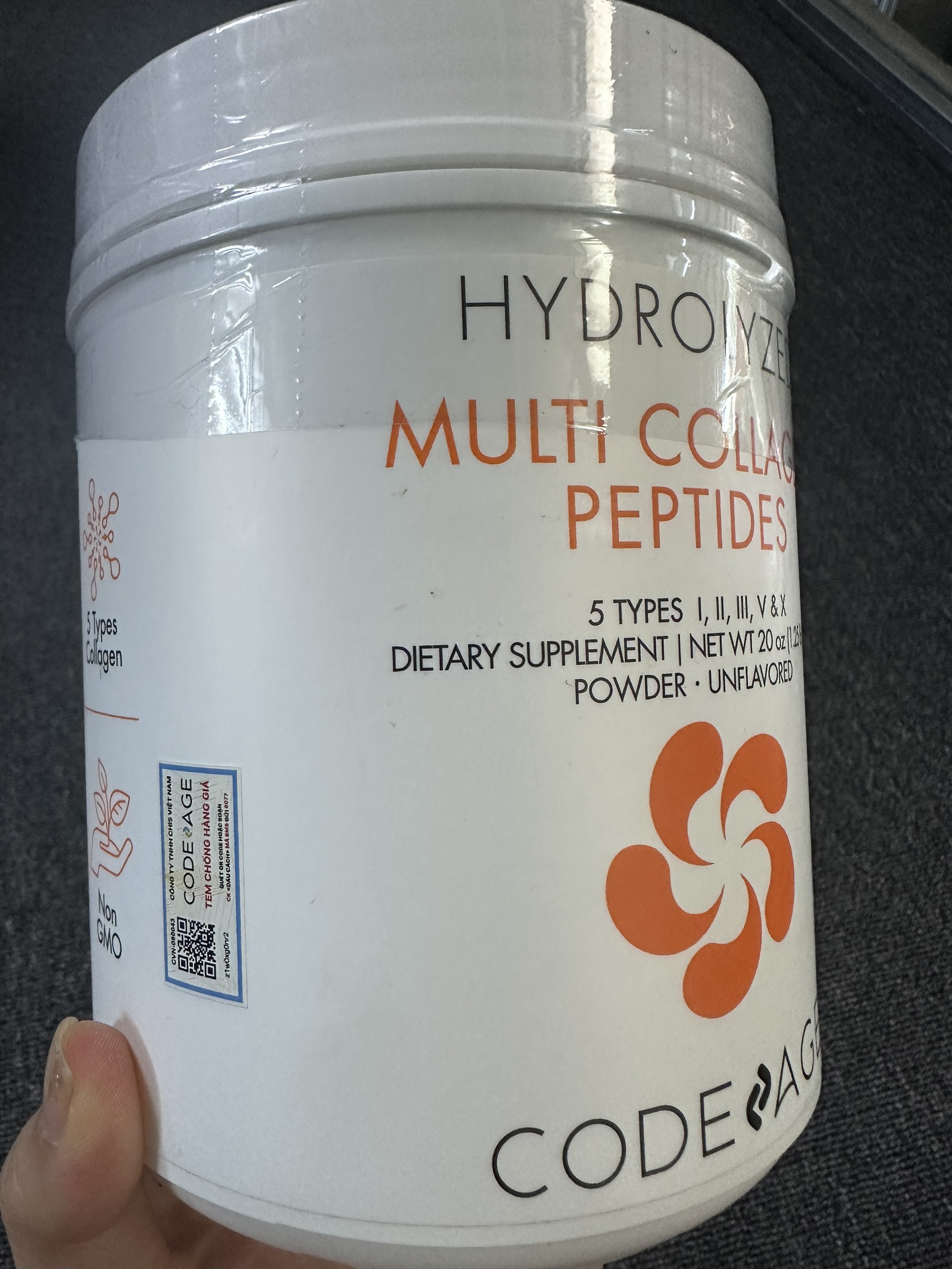 Bột Collagen Codeage Hydrolyzed Multi Collagen Peptides 567g - Sản phẩm bổ sung collagen thủy phân, có 5 loại collagen cần thiết cho sức khỏe da và khớp