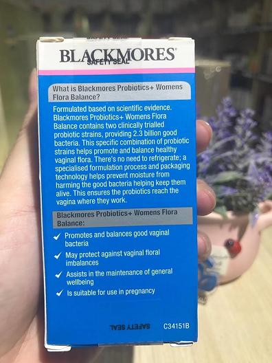 Men vi sinh Blackmores Probiotics+ Women's Flora Balance - Hỗ trợ sức khỏe vùng kín với 2.3 tỷ lợi khuẩn Lactobacillus GR-1™ và RC-14™