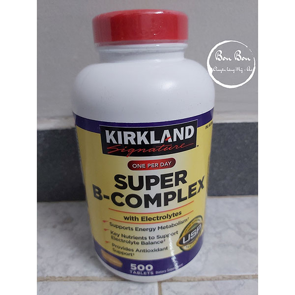 Vitamin B tổng hợp Super B-Complex Kirkland 500 viên - Tăng cường sức khỏe, hỗ trợ năng lượng và giảm căng thẳng hiệu quả