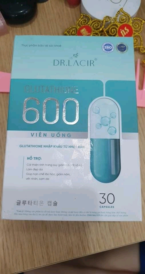Viên uống Glutathione 600 Dr Lacir - Hỗ trợ trắng da, mờ nám, giảm sạm màu, duy trì sắc tố tự nhiên - 30 viên hỗ trợ hiệu quả làm đẹp da