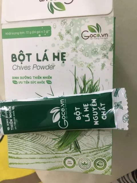 Bột lá hẹ Goce sấy khô 100% nguyên chất - Thực phẩm bổ sung giàu chất xơ, hỗ trợ tiêu hóa và giảm táo bón, tiện lợi 24 gói nhỏ.