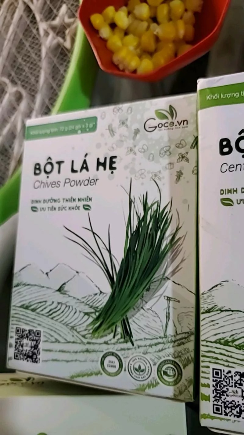 Bột lá hẹ Goce sấy khô 100% nguyên chất - Thực phẩm bổ sung giàu chất xơ, hỗ trợ tiêu hóa và giảm táo bón, tiện lợi 24 gói nhỏ.