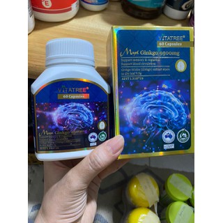 Viên uống bổ não Vitatree Maxi Ginkgo 9500mg - Hỗ trợ trí nhớ, tinh thần tỉnh táo, cải thiện tuần hoàn máu, 60 viên