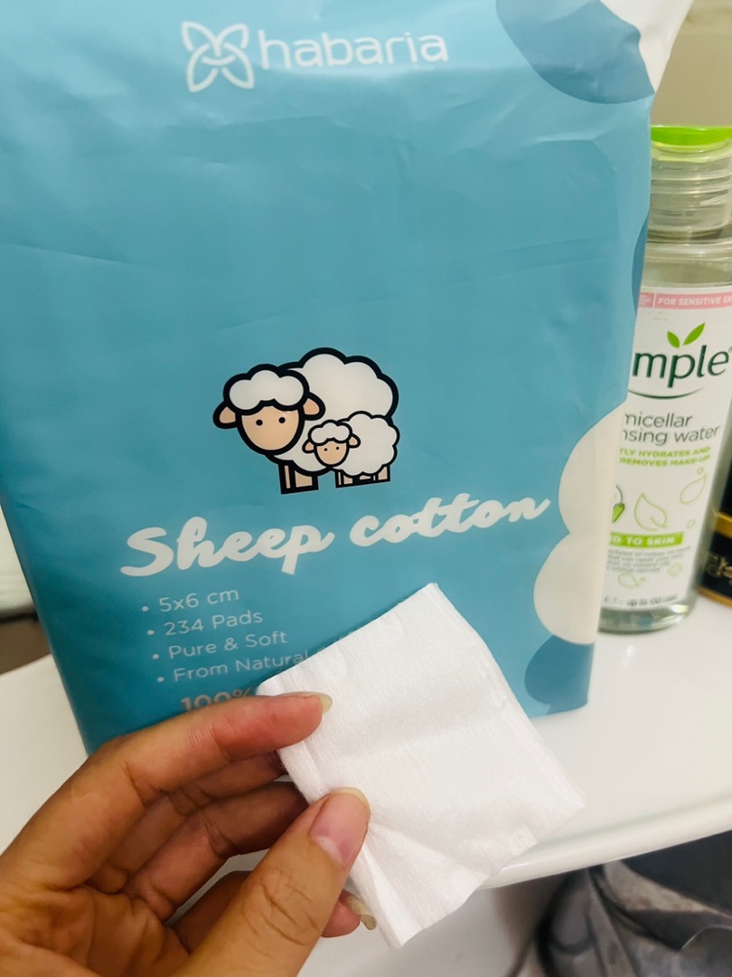 Bông Tẩy Trang Habaria Sheep Cotton - 234 Miếng 100% Cotton Tự Nhiên, Mềm Mịn, Không Gây Kích Ứng, Dùng Cho Mọi Loại Da