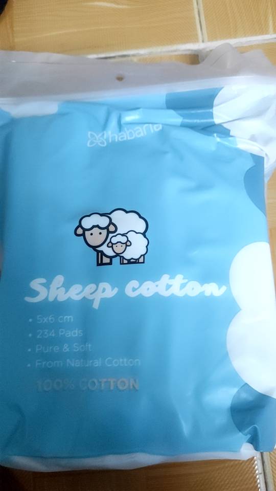 Bông Tẩy Trang Habaria Sheep Cotton - 234 Miếng 100% Cotton Tự Nhiên, Mềm Mịn, Không Gây Kích Ứng, Dùng Cho Mọi Loại Da