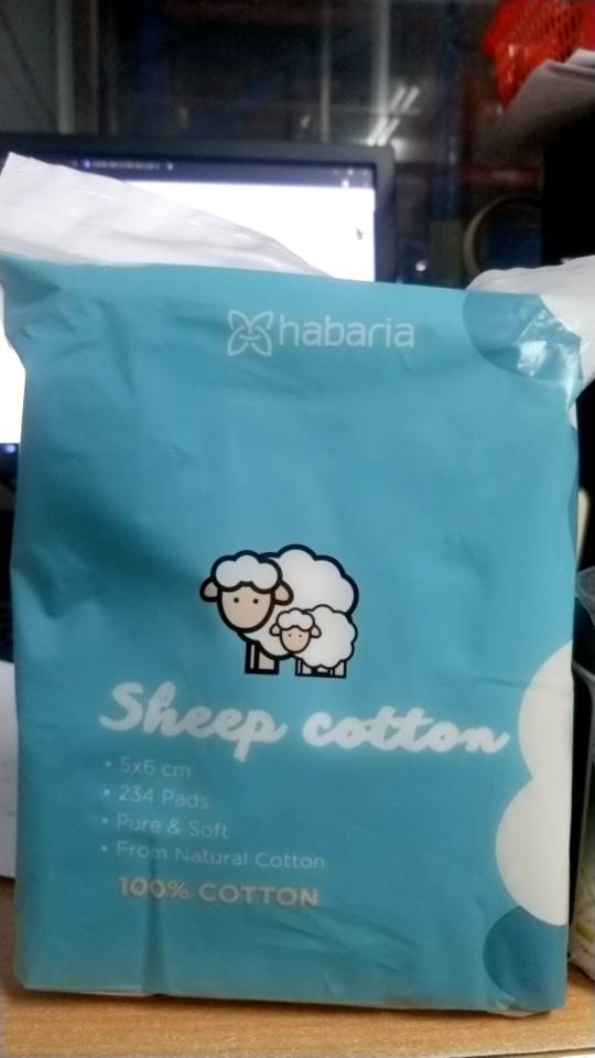 Bông Tẩy Trang Habaria Sheep Cotton - 234 Miếng 100% Cotton Tự Nhiên, Mềm Mịn, Không Gây Kích Ứng, Dùng Cho Mọi Loại Da