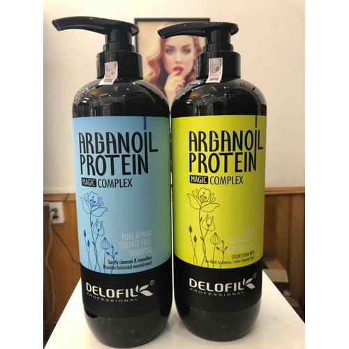 Bộ Dầu Gội Xả Chăm Sóc Tóc Chuyên Sâu Delofil Arganoil Protein - Giúp Tóc Chắc Khỏe, Mềm Mượt Tự Nhiên, 500ml/800ml