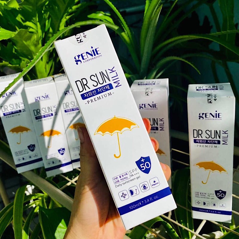 Kem Chống Nắng Vật Lý Genie Dr Sun Milk UV Premium SPF 50 PA+++ - Bảo Vệ Da Tối Ưu, Dạng Sữa Thẩm Thấu Nhanh 100ml